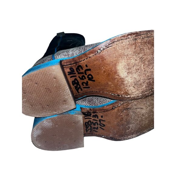 Justin Boots Womens Western Cowboy Boots Size 6.5B Turquoise Cross Square Toe - Picture 9 of 10